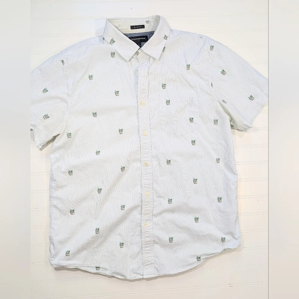 Banana Republic Cotton Slim Fit Cocktail Print Button-down Shirt